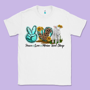 Peace Love Merino Wool Sheep Classic Tee Designed By Lillyallendesigns