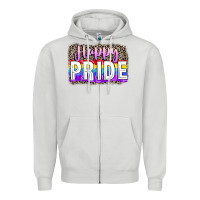 Dove Grey Happy pride Zipper Hoodie - FaDigitalArtStudio