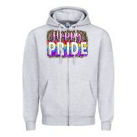 Heather Grey Happy pride Zipper Hoodie - FaDigitalArtStudio