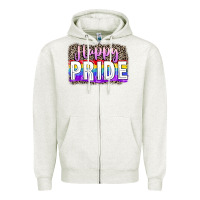 Oatmeal Heather Happy pride Zipper Hoodie - FaDigitalArtStudio