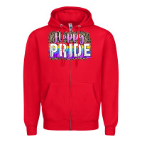Red Happy pride Zipper Hoodie - FaDigitalArtStudio
