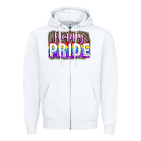 White Happy pride Zipper Hoodie - FaDigitalArtStudio