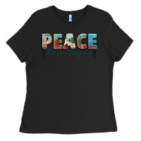 Black peace be with you cross Ladies Tee - NancyCooperArtShop