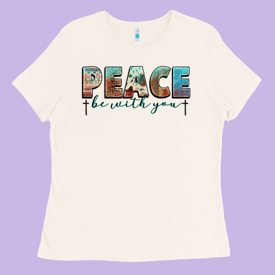 Peace Be With You Cross Ladies Tee Designed By Nancycooperartshop