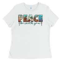 White peace be with you cross Ladies Tee - NancyCooperArtShop