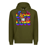 Army Green Love is love Premium Hoodie - FaDigitalArtStudio