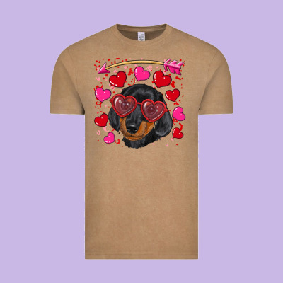 Valentine's Day  Dachshund Puppy Vintage Tee Designed By Ranaportraitstore