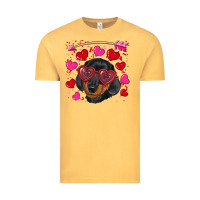 Vintage Mustard valentine's day  dachshund puppy Vintage Tee - RanaPortraitStore