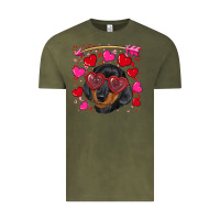 Vintage Olive valentine's day  dachshund puppy Vintage Tee - RanaPortraitStore