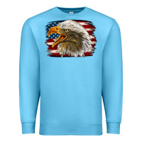 Ocean Blue Western American Flag Eagle Premium Sweatshirt - LillyAllenDesigns