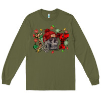 Army Green Christmas Joy skeleton Long Sleeve Tee - NancyCooperArtShop
