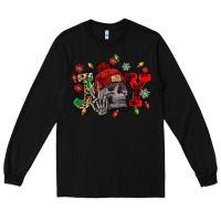 Black Christmas Joy skeleton Long Sleeve Tee - NancyCooperArtShop
