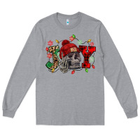Heather Grey Christmas Joy skeleton Long Sleeve Tee - NancyCooperArtShop