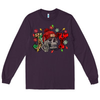 Plum Christmas Joy skeleton Long Sleeve Tee - NancyCooperArtShop