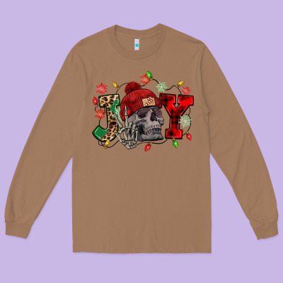 Christmas Joy Skeleton Long Sleeve Tee Designed By Nancycooperartshop