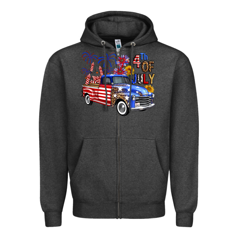 Western Truck Fourth Of July America Zipper Hoodie by FaDigitalArtStudio | Teevron