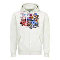 Oatmeal Heather Western Truck Fourth Of July America Zipper Hoodie - FaDigitalArtStudio