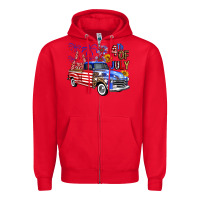 Red Western Truck Fourth Of July America Zipper Hoodie - FaDigitalArtStudio
