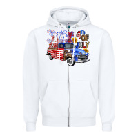 White Western Truck Fourth Of July America Zipper Hoodie - FaDigitalArtStudio