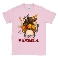 Bubblegum Pink messy bun teacher life Classic Tee - RanaPortraitStore