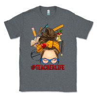 Charcoal Heather messy bun teacher life Classic Tee - RanaPortraitStore