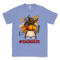 Colony Blue messy bun teacher life Classic Tee - RanaPortraitStore