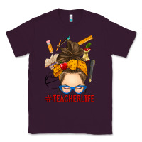 Plum messy bun teacher life Classic Tee - RanaPortraitStore