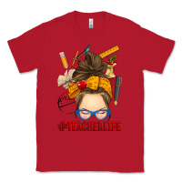 Red messy bun teacher life Classic Tee - RanaPortraitStore