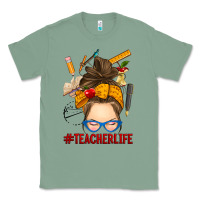 Sage messy bun teacher life Classic Tee - RanaPortraitStore