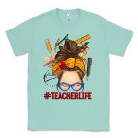 Seafoam messy bun teacher life Classic Tee - RanaPortraitStore