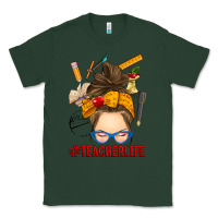 Sports Green messy bun teacher life Classic Tee - RanaPortraitStore