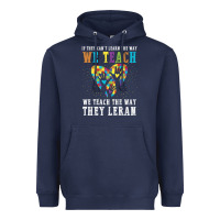 Navy Autism Awareness Teacher Heavyweight Hoodie - CowhideDigitalArt