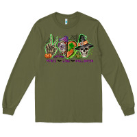 Army Green Peace love Halloween Long Sleeve Tee - NancyCooperArtShop