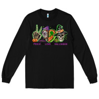 Black Peace love Halloween Long Sleeve Tee - NancyCooperArtShop