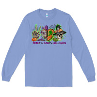Colony Blue Peace love Halloween Long Sleeve Tee - NancyCooperArtShop