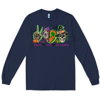 Navy Peace love Halloween Long Sleeve Tee - NancyCooperArtShop
