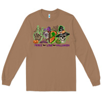 Toasted Coconut Peace love Halloween Long Sleeve Tee - NancyCooperArtShop