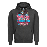 Charcoal Heather American heart southern soul 4th of july Zipper Hoodie - FaDigitalArtStudio