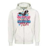 Oatmeal Heather American heart southern soul 4th of july Zipper Hoodie - FaDigitalArtStudio