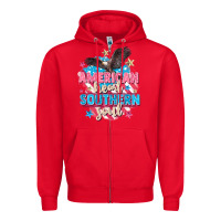 Red American heart southern soul 4th of july Zipper Hoodie - FaDigitalArtStudio
