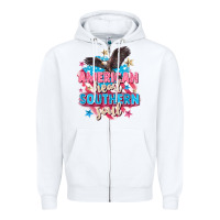 White American heart southern soul 4th of july Zipper Hoodie - FaDigitalArtStudio
