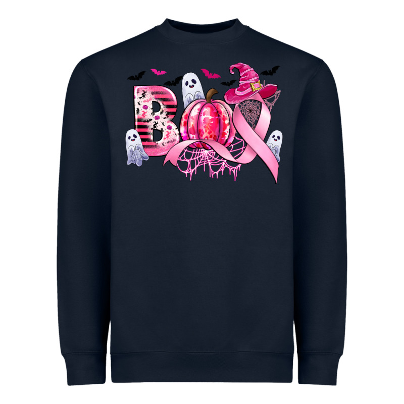 Boo Pink Pumpkin Witch Breast Cancer Heavyweight Sweatshirt by CowGirlArtShop | Teevron