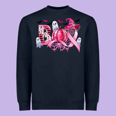 Boo Pink Pumpkin Witch Breast Cancer Heavyweight Sweatshirt Designed By Cowgirlartshop