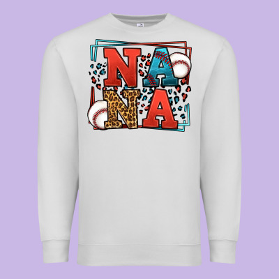 Baseball Nana Leopard Frame Premium Sweatshirt Designed By Lillyallendesigns