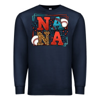 Navy Baseball nana leopard frame Premium Sweatshirt - LillyAllenDesigns