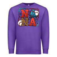 Purple Baseball nana leopard frame Premium Sweatshirt - LillyAllenDesigns