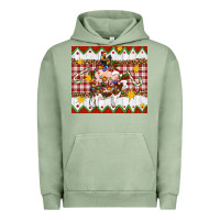 Pigment Oil Green Stacked Christmas Farm Urban Hoodie - Artiststas
