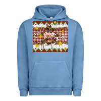 Pigment Pebble Blue Stacked Christmas Farm Urban Hoodie - Artiststas