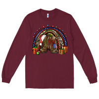 Burgundy Army Christmas rainbow Long Sleeve Tee - NancyCooperArtShop