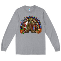 Heather Grey Army Christmas rainbow Long Sleeve Tee - NancyCooperArtShop